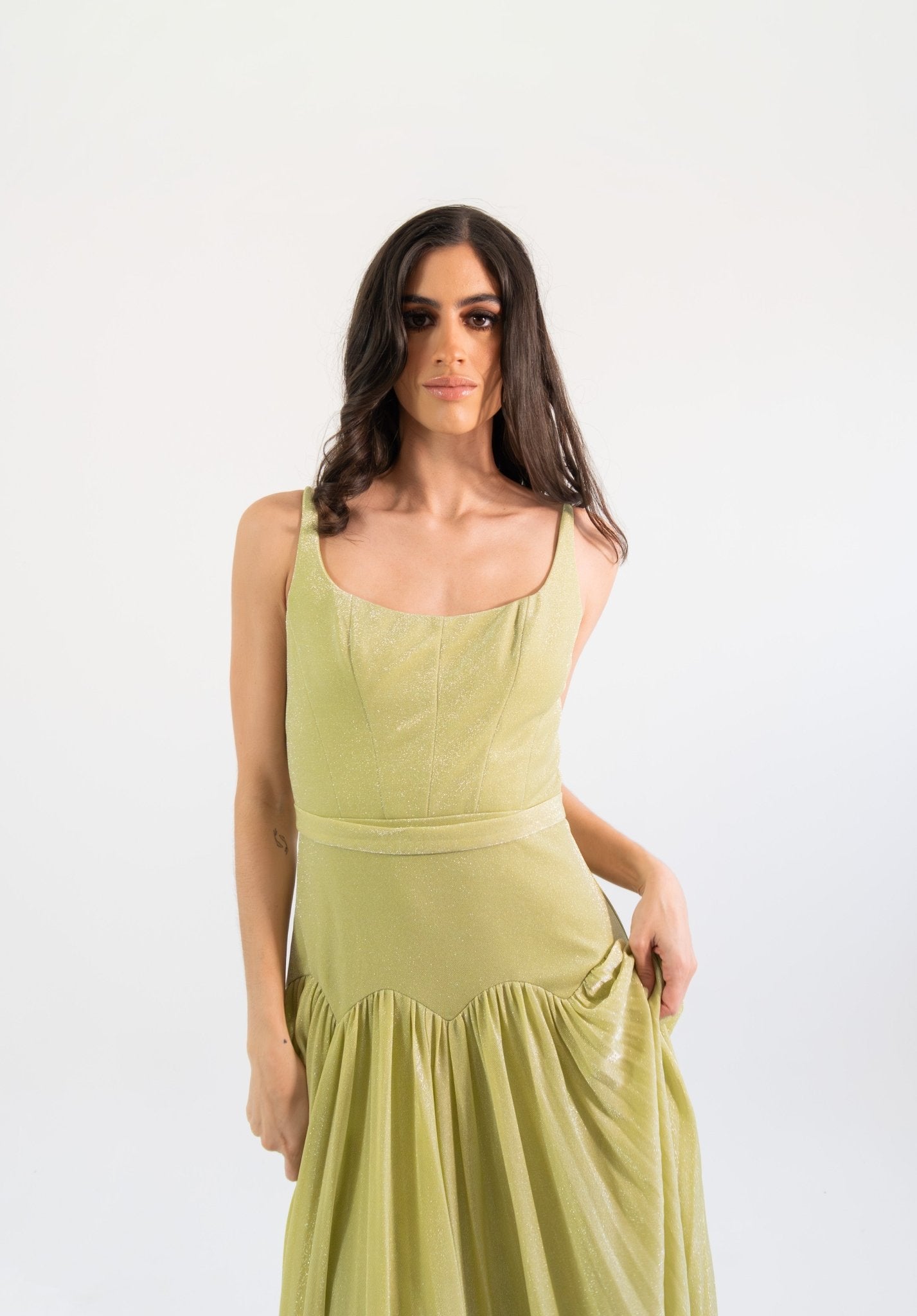 Veronica - verde - Cindel vestidos maxi, midi, mini, para toda ocasion, largos, de fiesta, de boda