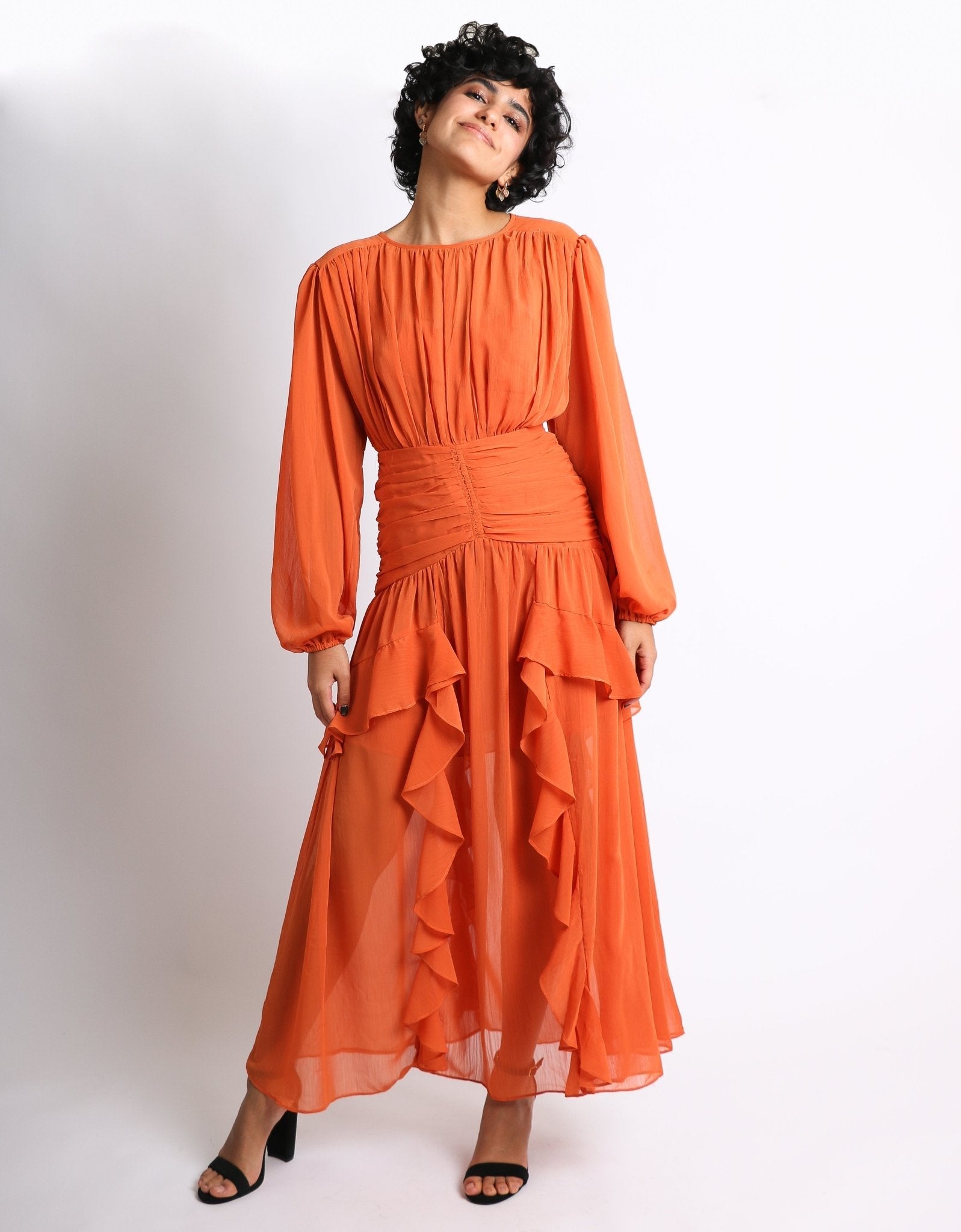 Flavia - naranja - Cindel vestidos maxi, midi, mini, para toda ocasion, largos, de fiesta, de boda