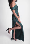 Maye - verde oscuro - Cindel vestidos maxi, midi, mini, para toda ocasion, largos, de fiesta, de boda